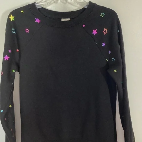 Girls Black Crewneck Sweater With Rainbow Stars - Picture 1 of 1